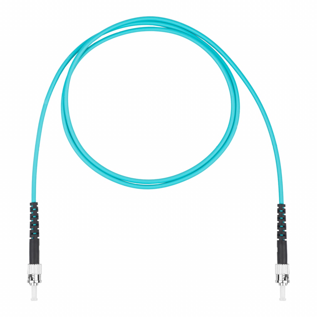 Шнур оптический коммутационный (патч-корд), ST-ST симплекс (simplex) OM3, нг(А)-HF, бирюзовый, 15 м
