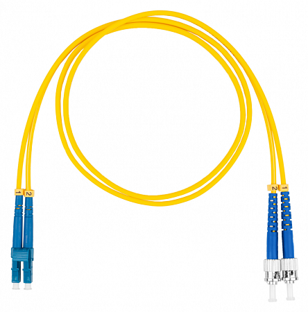 DATAREX LC-ST, дуплекс (duplex) OS2, нг(А)-HF, желтый, 0,5 м Шнур оптический коммутационный (патч-корд)